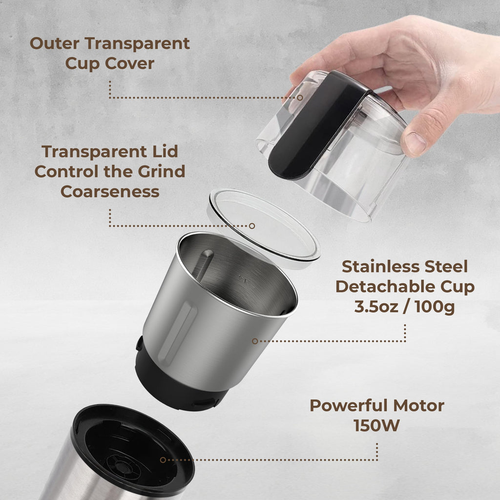 Blade Coffee Grinder with Removable Cup - Coffee Grinders | Light & Hope Coffee