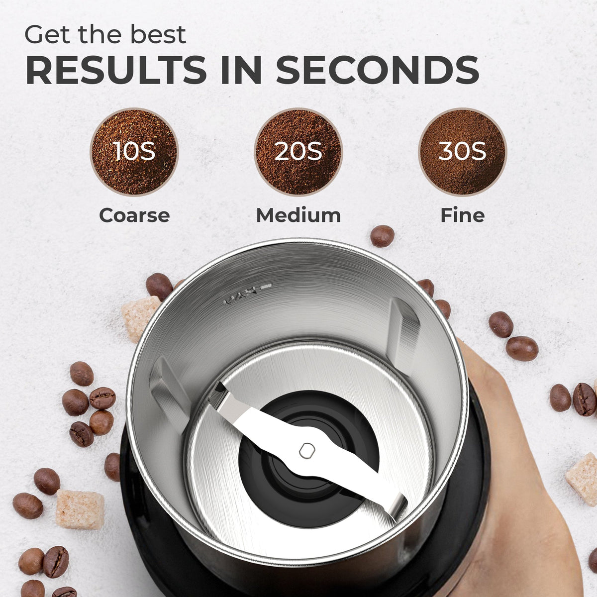 Blade Coffee Grinder with Removable Cup - Coffee Grinders | Light & Hope Coffee