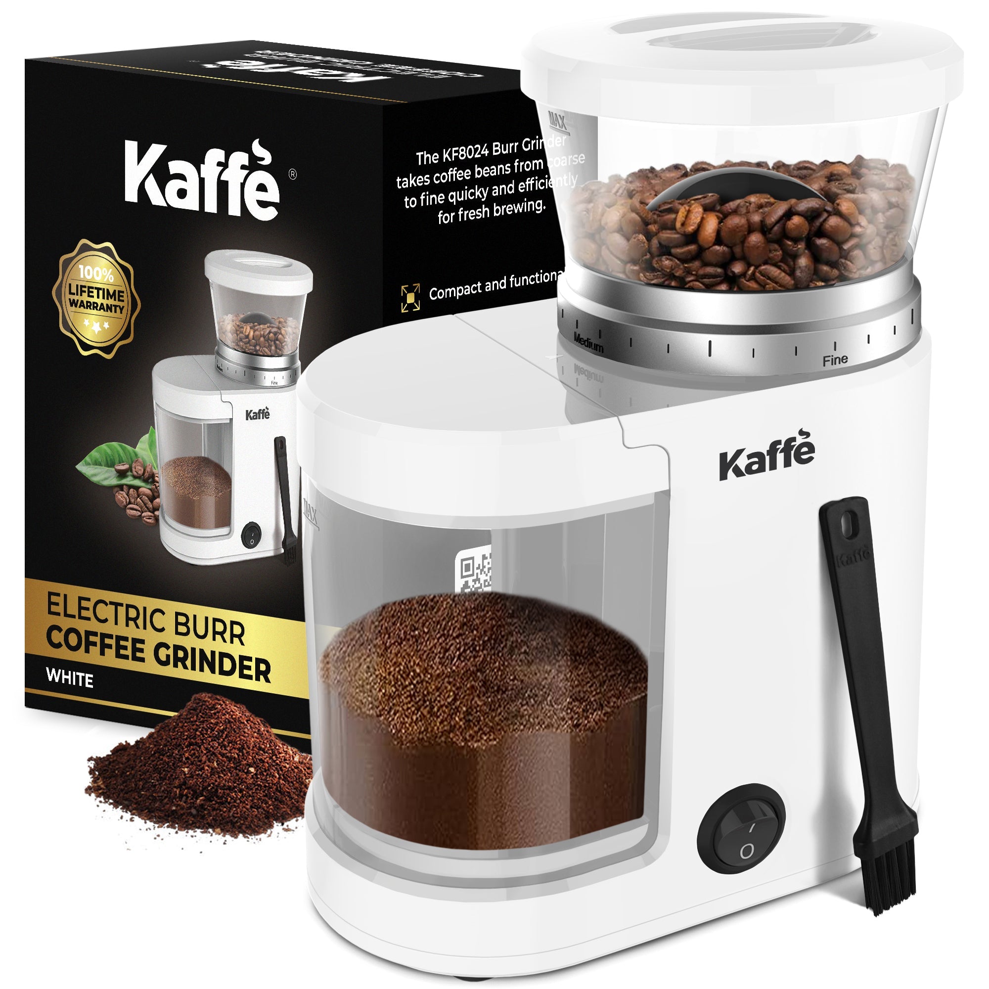 KF8024 Grinder Close-Up | Adjustable Burr Settings | Light & Hope Coffee & Tea Co.