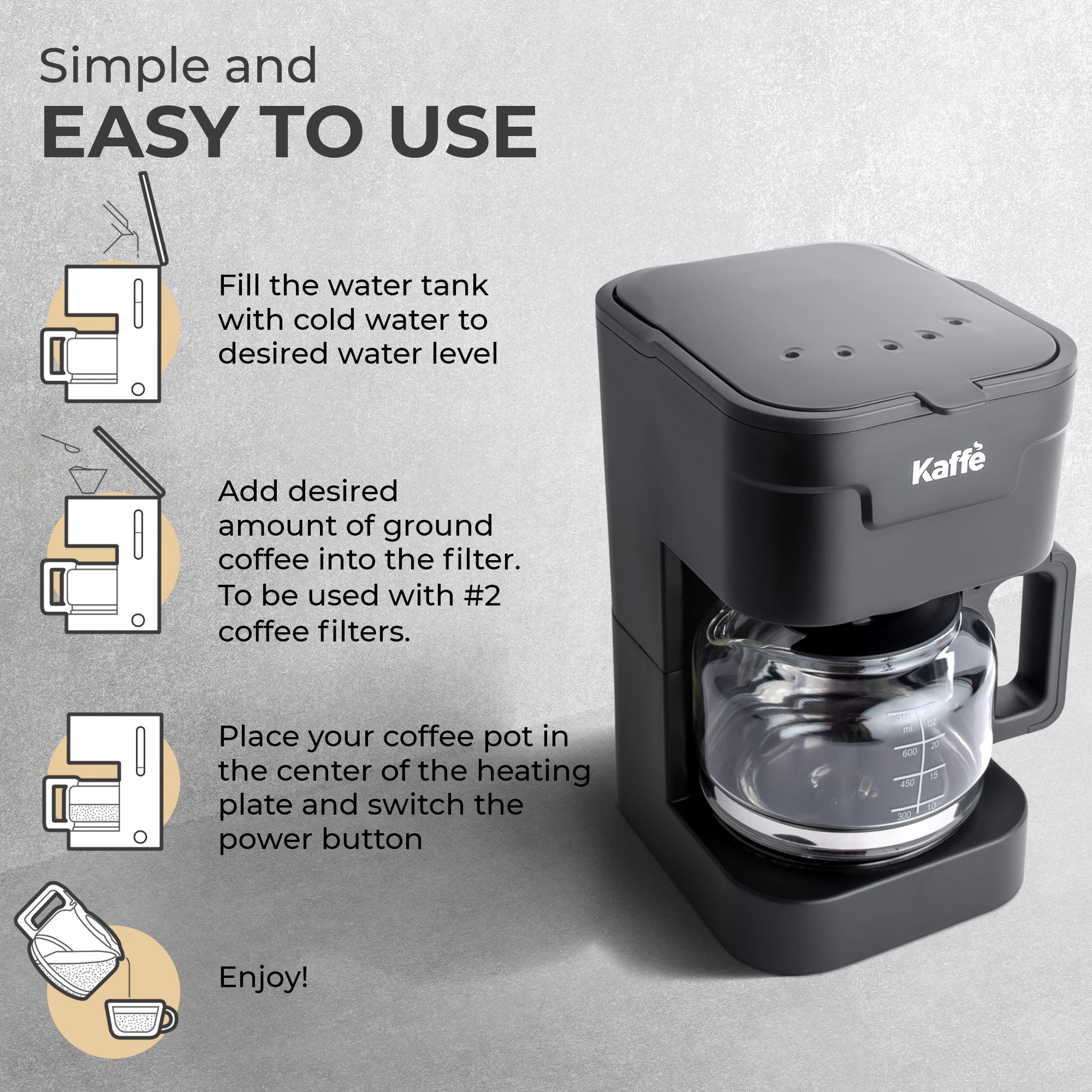5-Cup Coffee Maker with Scoop