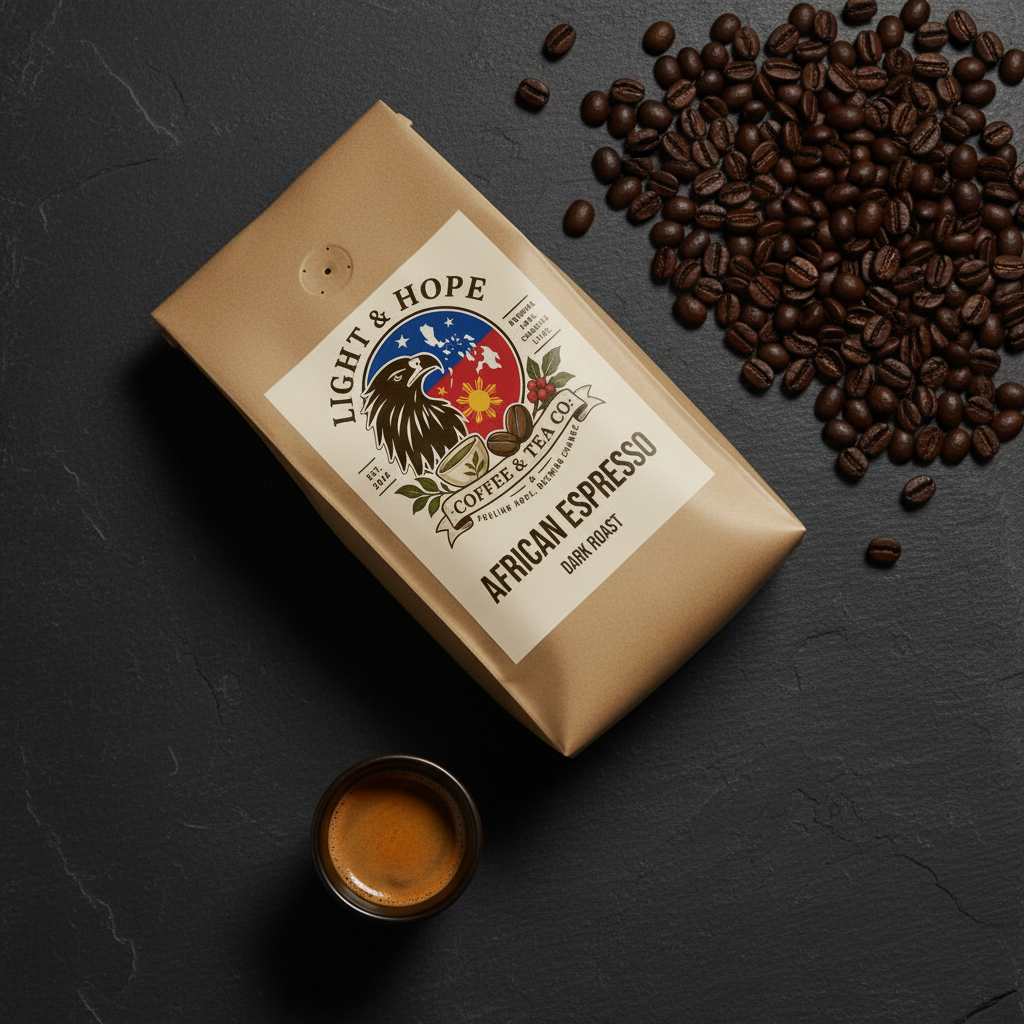 Light & Hope Coffee & Tea Co. African Espresso coffee bag