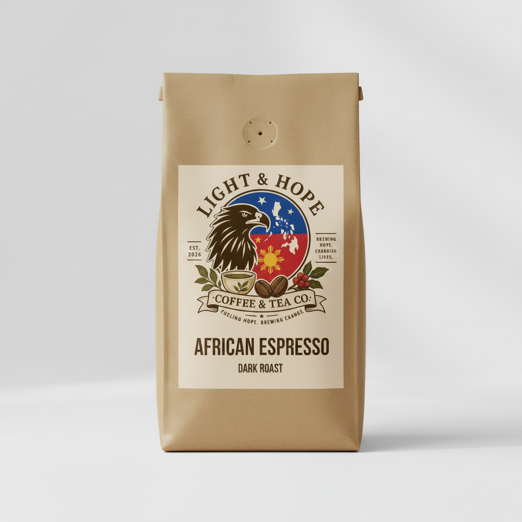 Light & Hope Coffee & Tea Co. African Espresso coffee bag