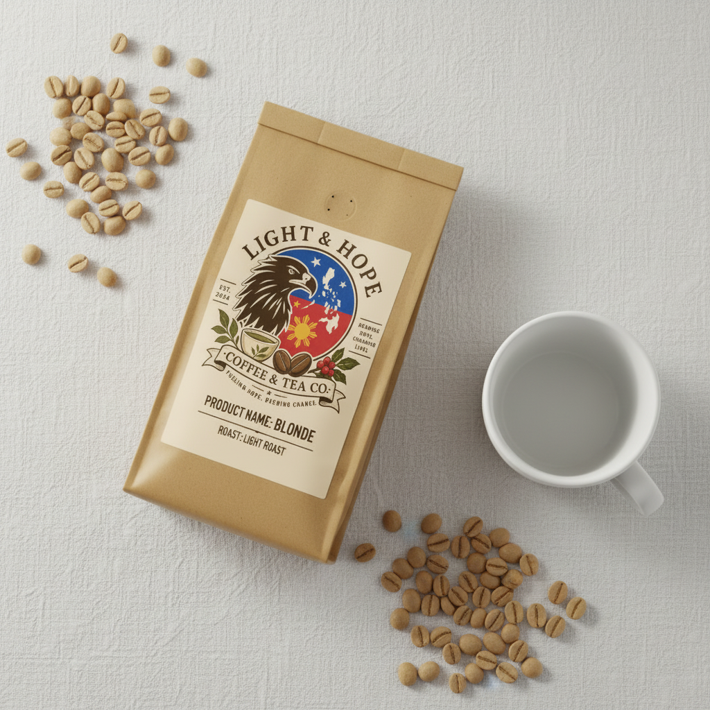 Light & Hope Coffee & Tea Co. Blonde coffee bag