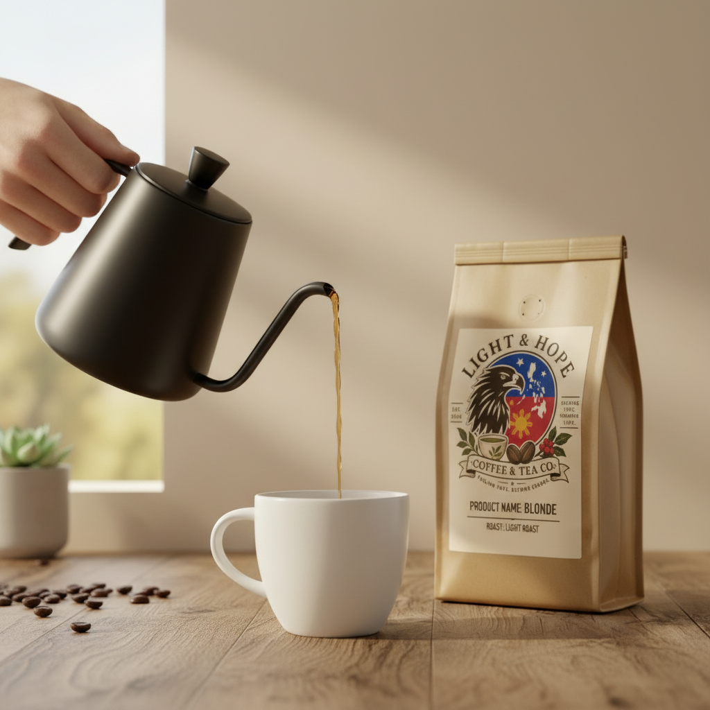 Light & Hope Coffee & Tea Co. Blonde coffee bag