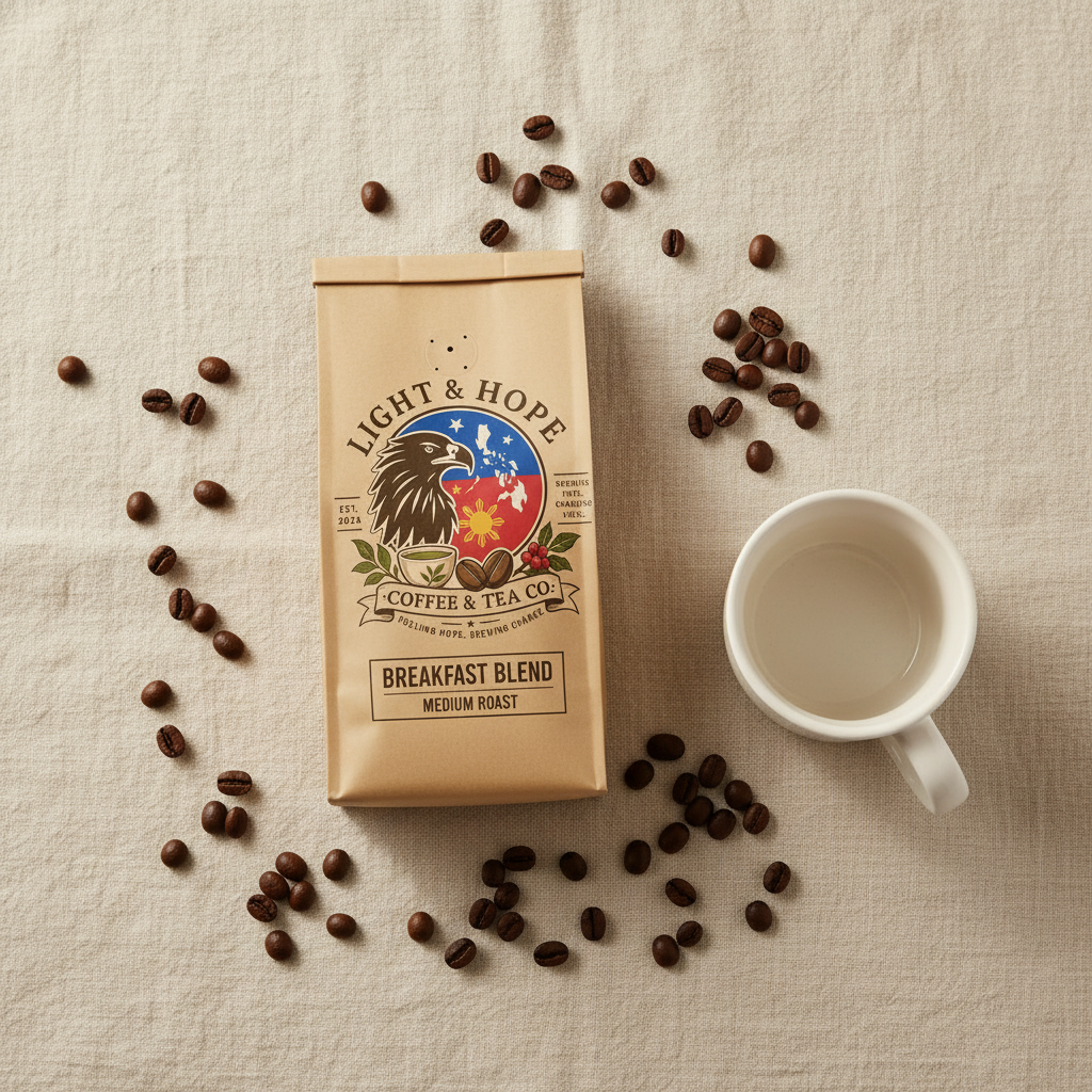 Light & Hope Coffee & Tea Co. Breakfast Blend coffee bag