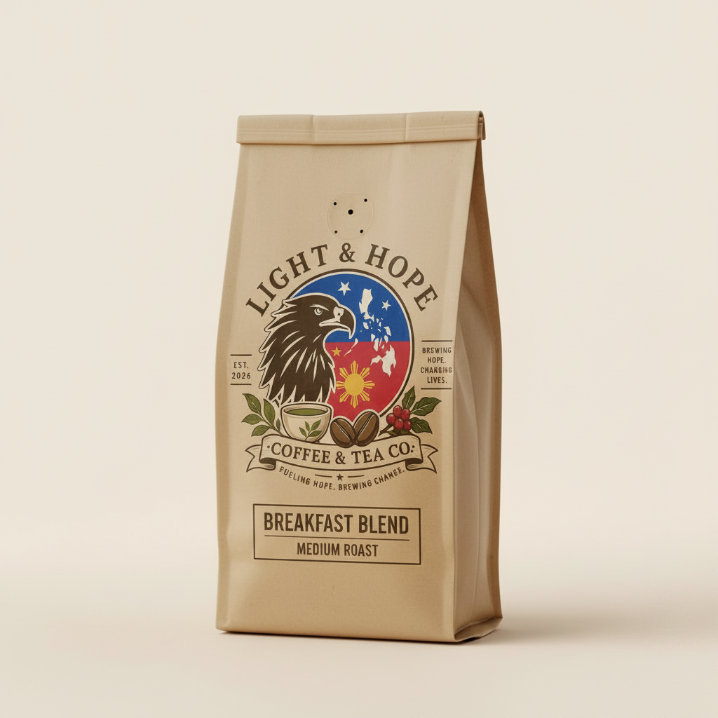 Light & Hope Coffee & Tea Co. Breakfast Blend coffee bag