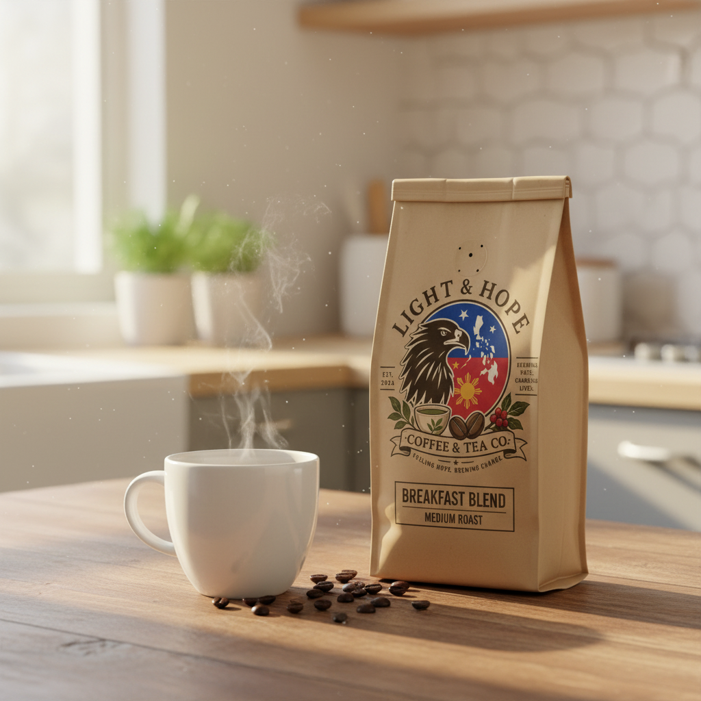 Light & Hope Coffee & Tea Co. Breakfast Blend coffee bag