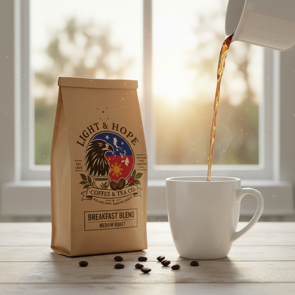Light & Hope Coffee & Tea Co. Breakfast Blend coffee bag