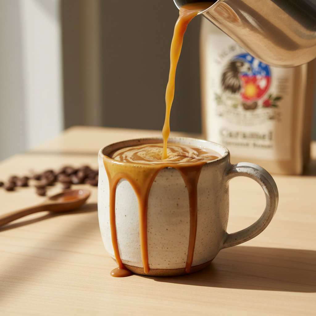 Light & Hope Coffee & Tea Co. Caramel Flavored Roast coffee bag