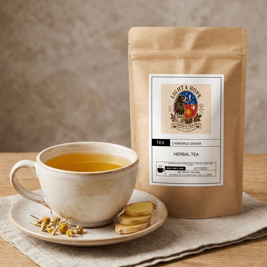 Chamomile Ginger Herbal Tea - Loose Leaf, 3 oz - Tea > Herbal Tea | Light & Hope Coffee