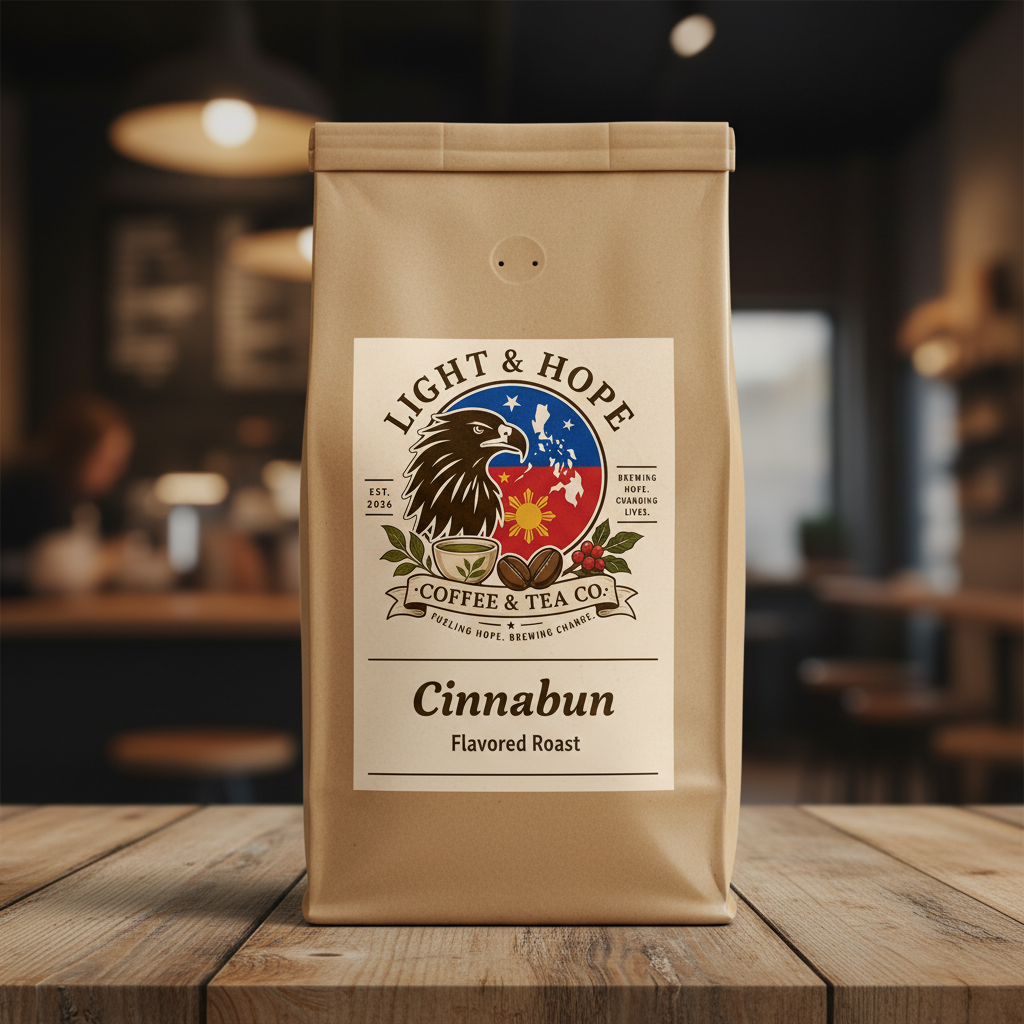 Cinnabun Flavored Coffee | Sweet Cinnamon Roll Aroma in Every Cup | Light & Hope Coffee & Tea Co.