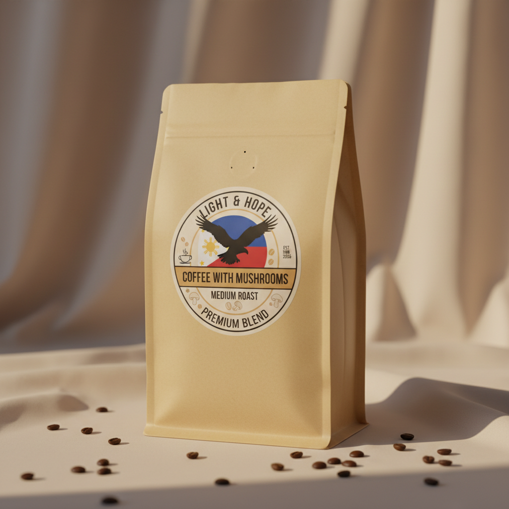 Coffee with Mushrooms Medium Roast | Smooth Coffee with Functional Mushroom Blend | Light & Hope Coffee & Tea Co.