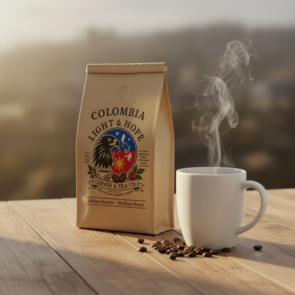 Light & Hope Coffee & Tea Co. Colombia Andean Sunrise coffee bag