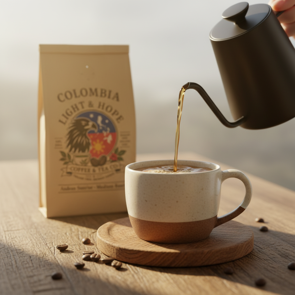 Light & Hope Coffee & Tea Co. Colombia Andean Sunrise coffee bag