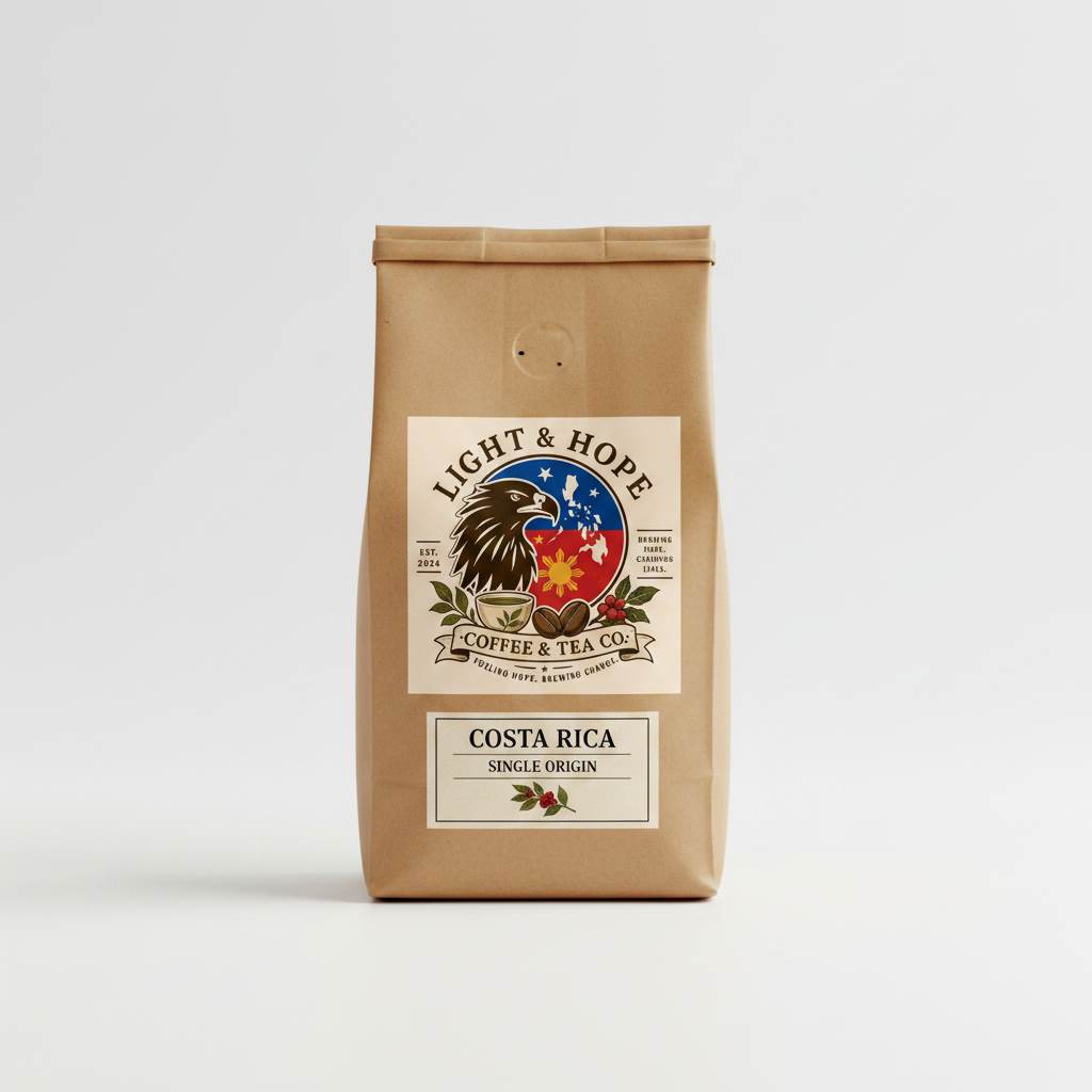 Costa Rica single origin medium roast coffee bag — Light & Hope Coffee & Tea Co.