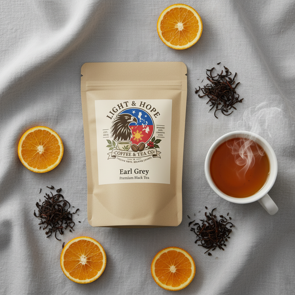 Light & Hope Coffee & Tea Co. Earl Grey Premium Black Tea pouch