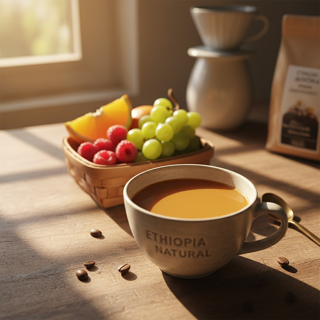 Ethiopia Natural single origin medium-light roast coffee bag — Light & Hope Coffee & Tea Co.