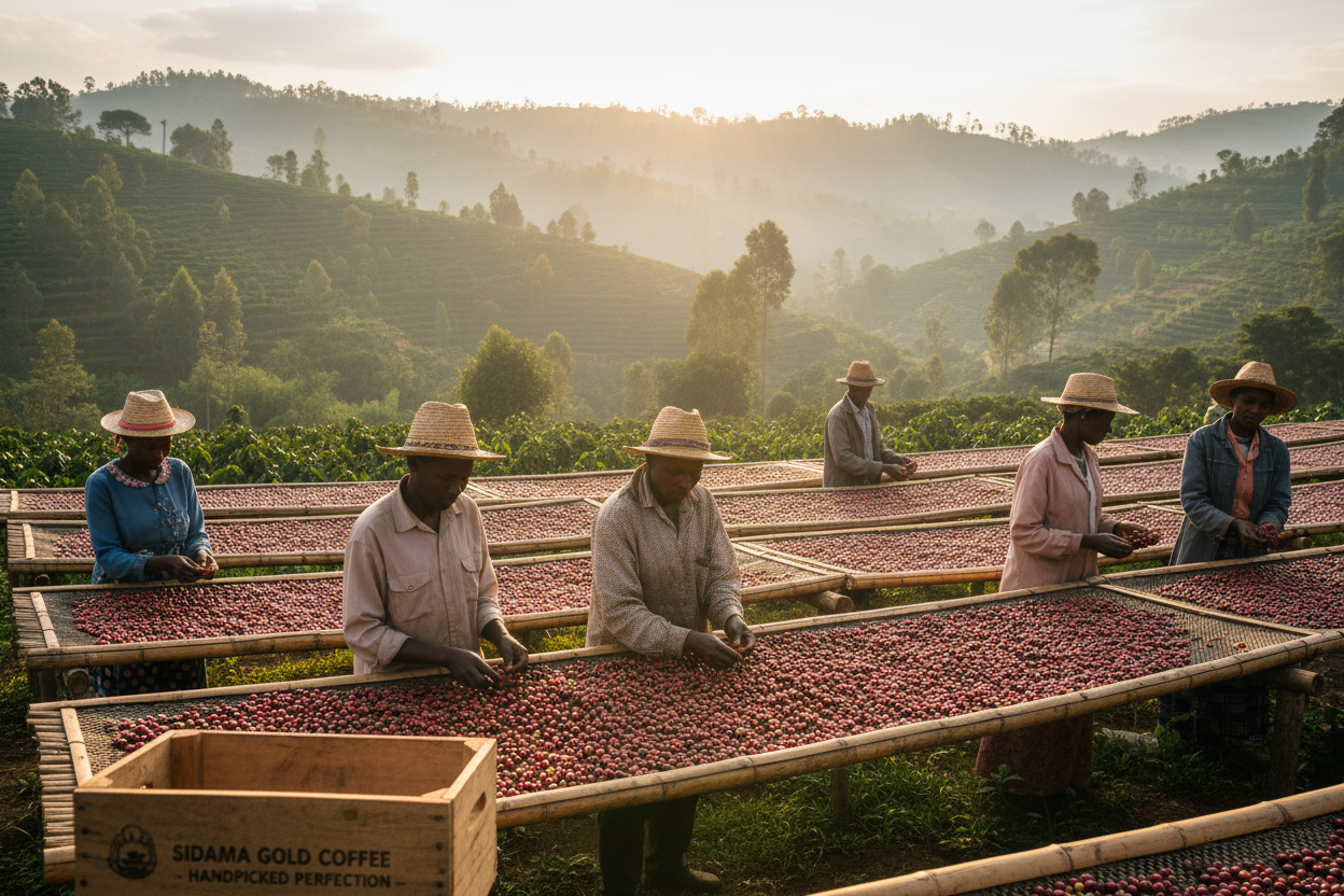 Ethiopia Natural single origin medium-light roast coffee bag — Light & Hope Coffee & Tea Co.