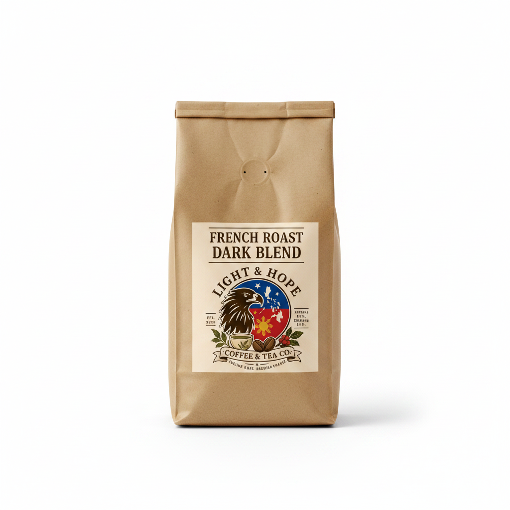 French Roast dark blend coffee bag — Light & Hope Coffee & Tea Co.