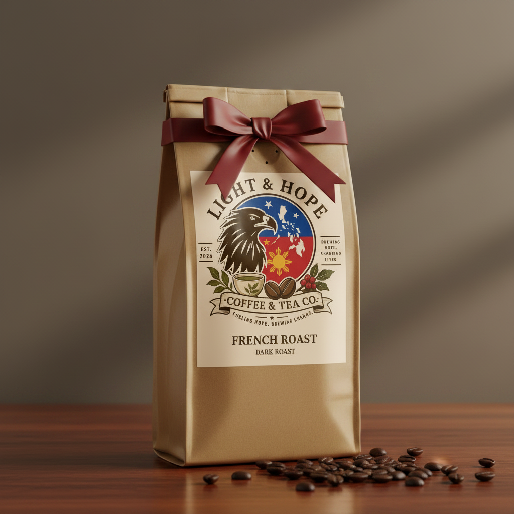 Light & Hope Coffee & Tea Co. French Roast coffee bag