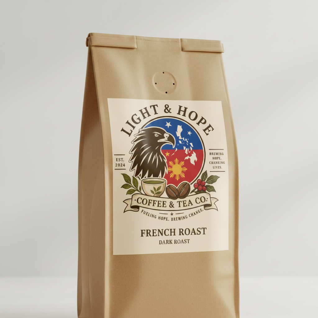 Light & Hope Coffee & Tea Co. French Roast coffee bag