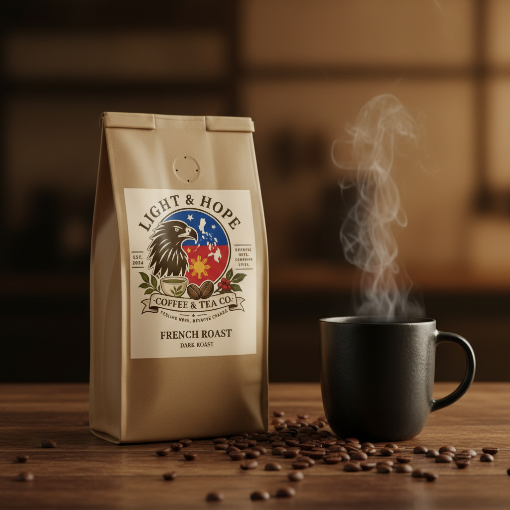 Light & Hope Coffee & Tea Co. French Roast coffee bag