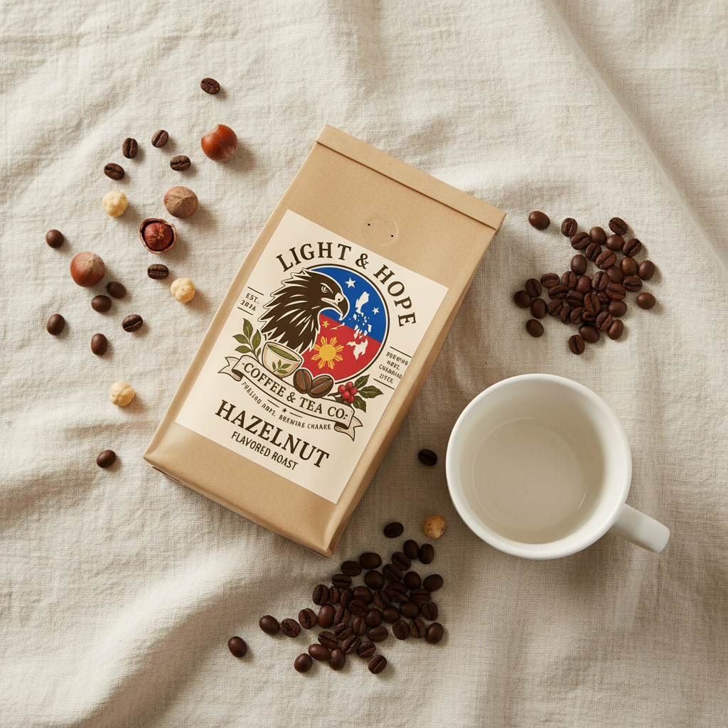 Light & Hope Coffee & Tea Co. Hazelnut coffee bag