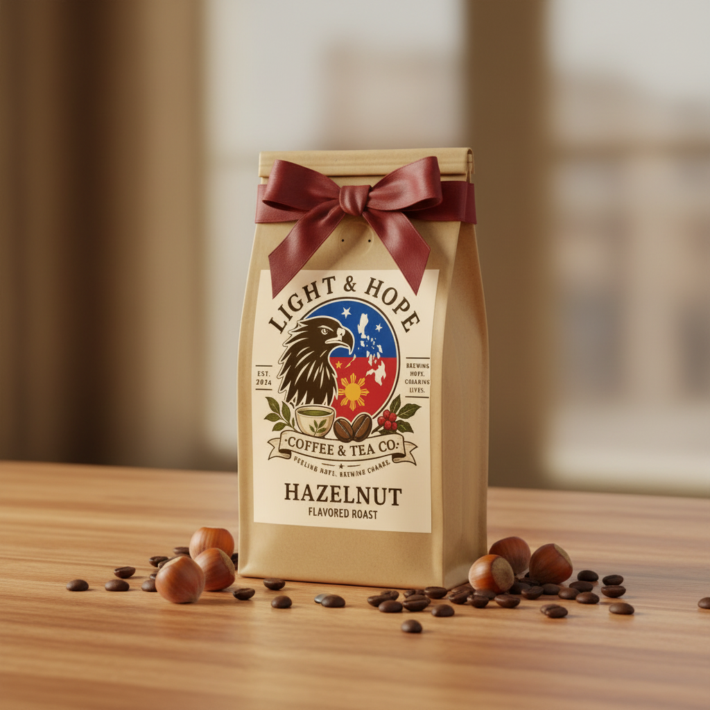 Light & Hope Coffee & Tea Co. Hazelnut coffee bag