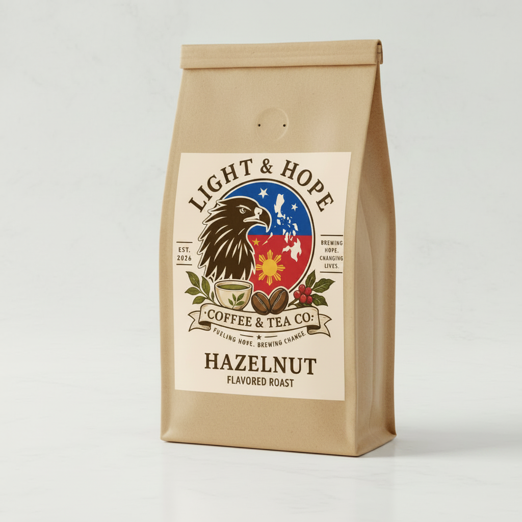 Light & Hope Coffee & Tea Co. Hazelnut coffee bag