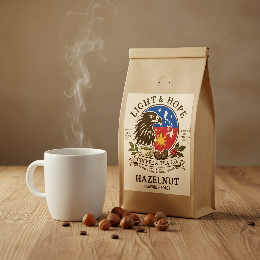 Light & Hope Coffee & Tea Co. Hazelnut coffee bag