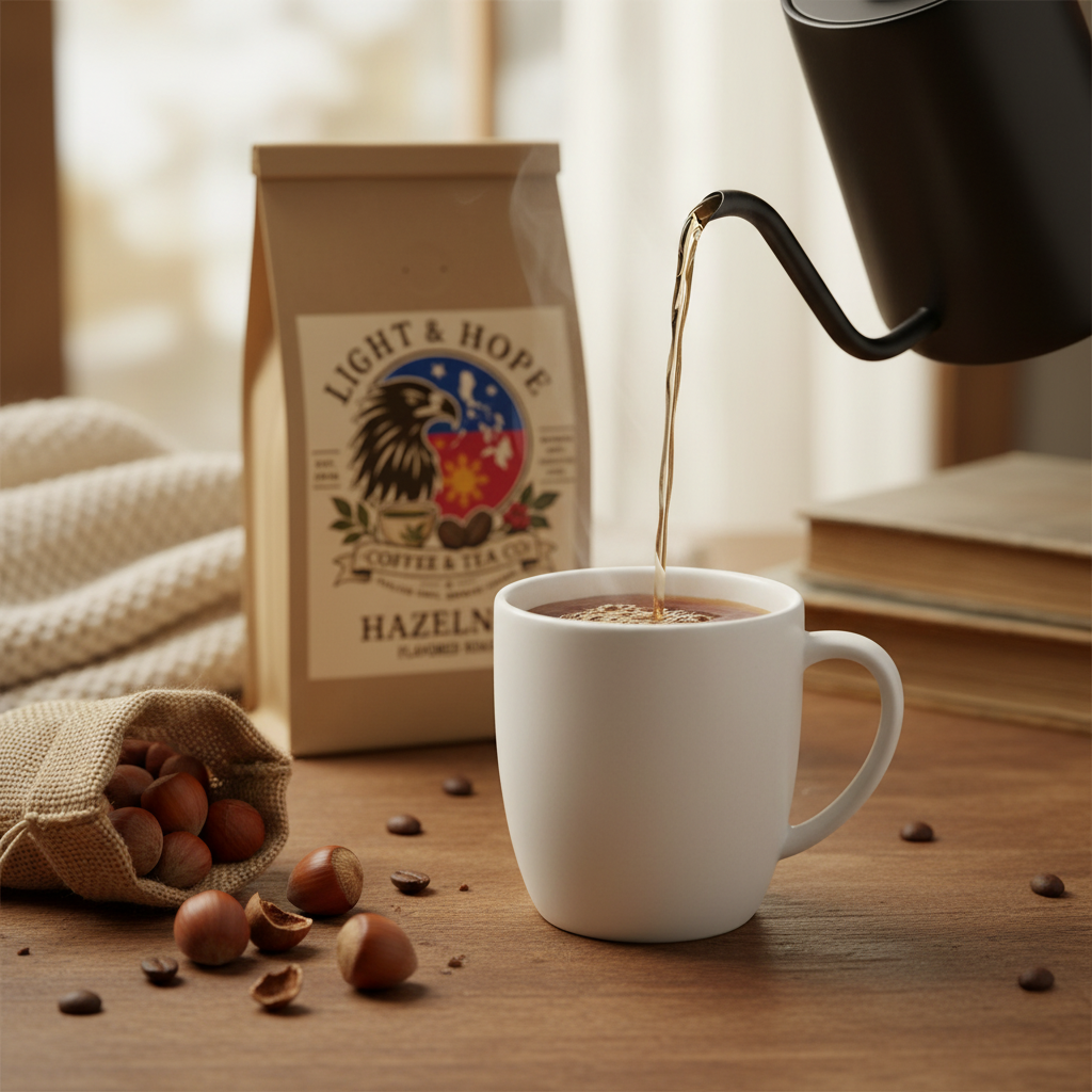 Light & Hope Coffee & Tea Co. Hazelnut coffee bag
