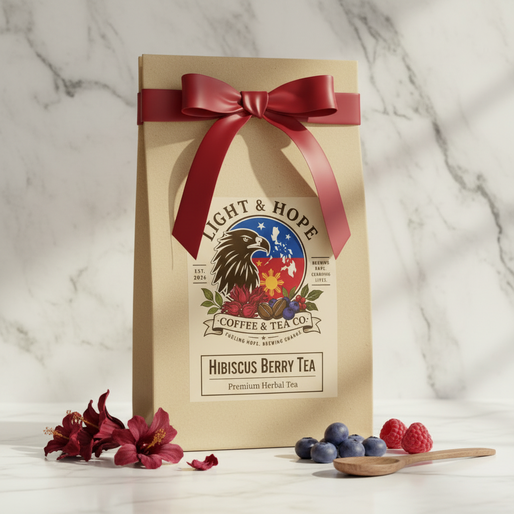 Light & Hope Coffee & Tea Co. Hibiscus Berry Tea Premium Herbal Tea pouch