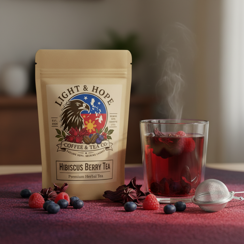 Light & Hope Coffee & Tea Co. Hibiscus Berry Tea Premium Herbal Tea pouch