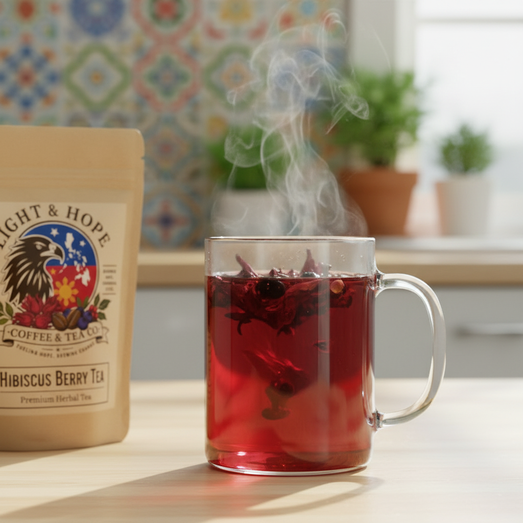 Light & Hope Coffee & Tea Co. Hibiscus Berry Tea Premium Herbal Tea pouch