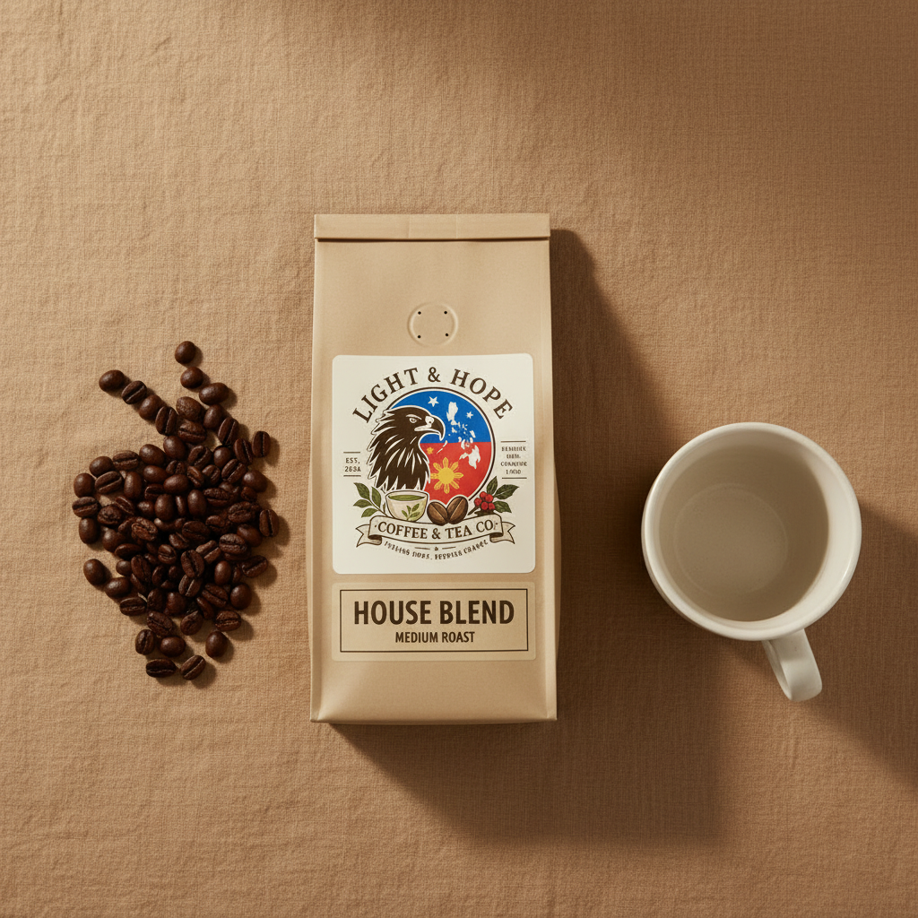 Light & Hope Coffee & Tea Co. House Blend coffee bag