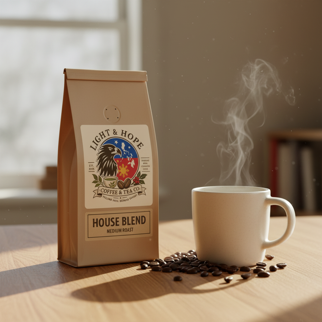 Light & Hope Coffee & Tea Co. House Blend coffee bag