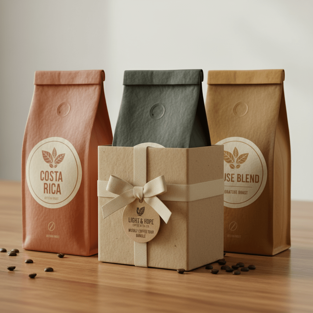 World Coffee Tour Bundle – 3 Single-Origin Coffees, 12 oz Each - Bundles | Light & Hope Coffee & Tea Co.