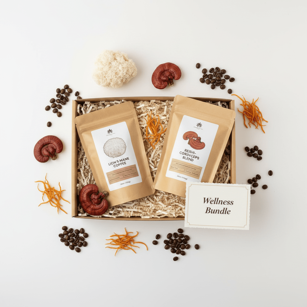Mushroom Coffee Bundle – Dark & Medium Roast Gift Set - Bundles | Light & Hope Coffee & Tea Co.