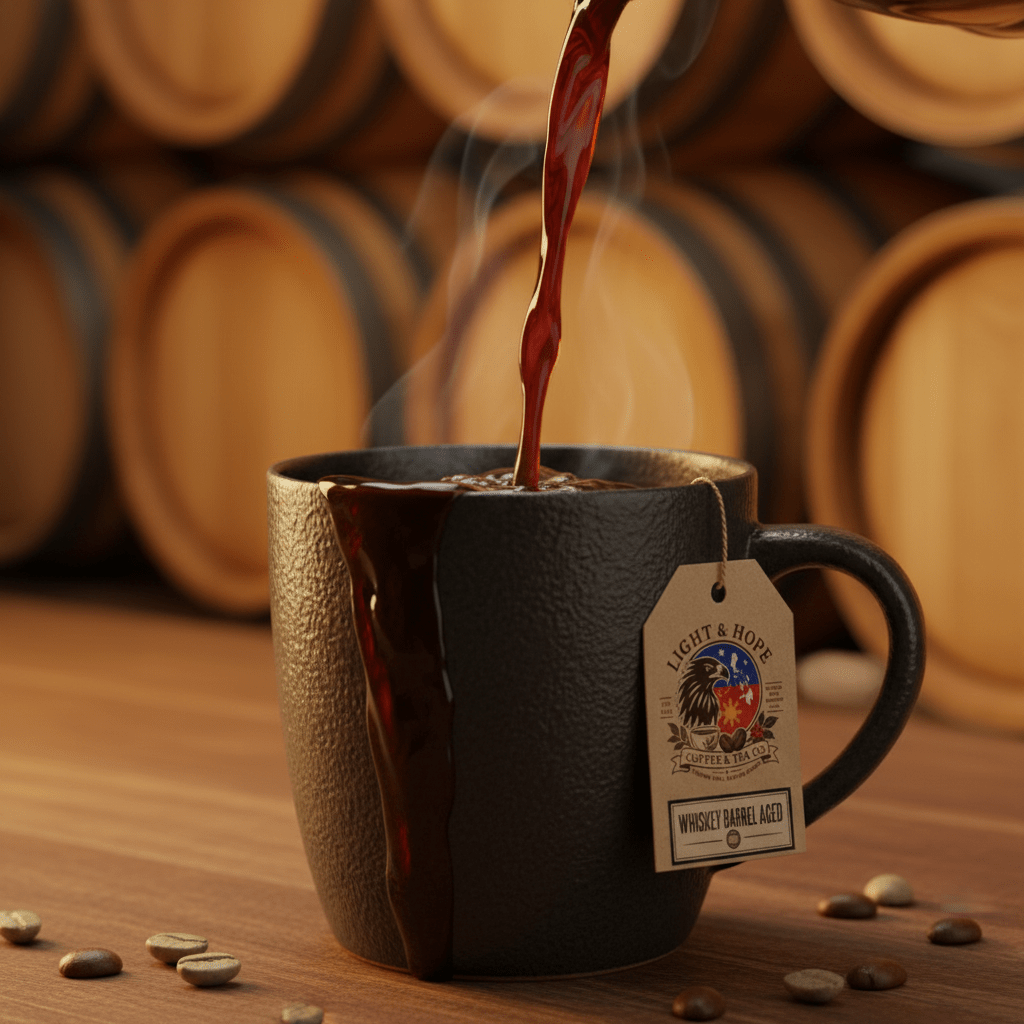 Whiskey Barrel Aged - Medium Roast Coffee - Coffee > Blends | Light & Hope Coffee & Tea Co.