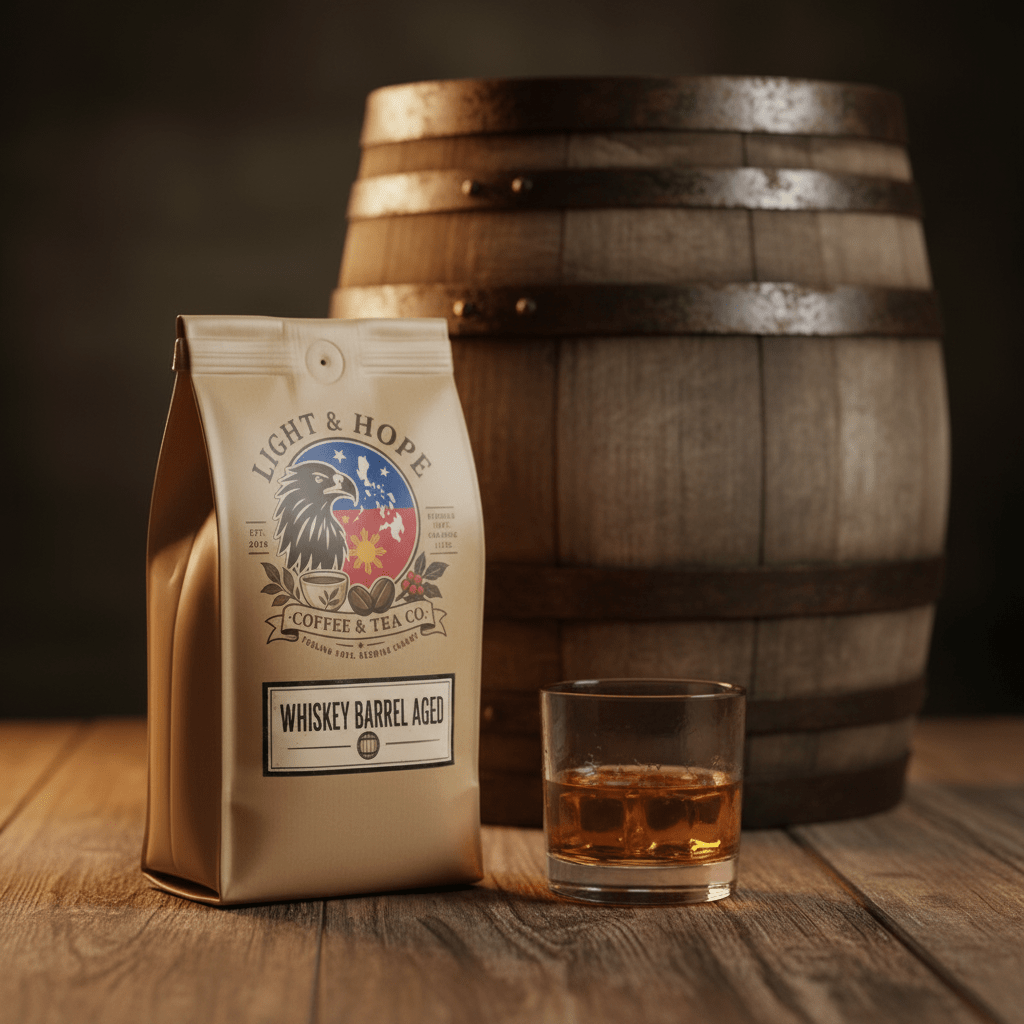 Whiskey Barrel Aged - Medium Roast Coffee - Coffee > Blends | Light & Hope Coffee & Tea Co.