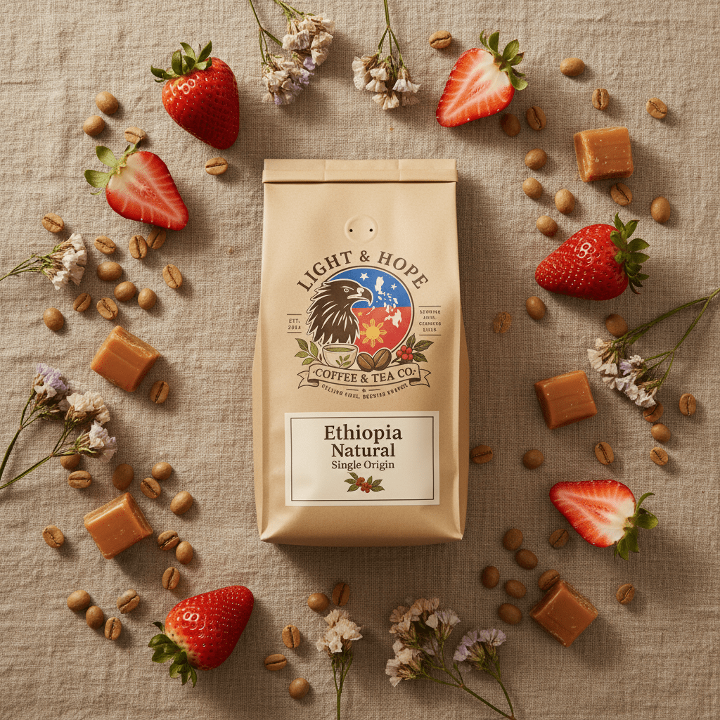 Ethiopia Natural Process, Single-Origin - Medium-Light Roast Coffee - Coffee > Single-Origin | Light & Hope Coffee & Tea Co.