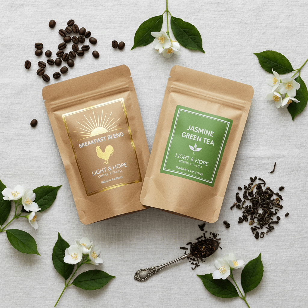 Coffee & Tea Harmony Bundle – Breakfast Blend Coffee & Jasmine Tea Gift Set - Bundles | Light & Hope Coffee & Tea Co.