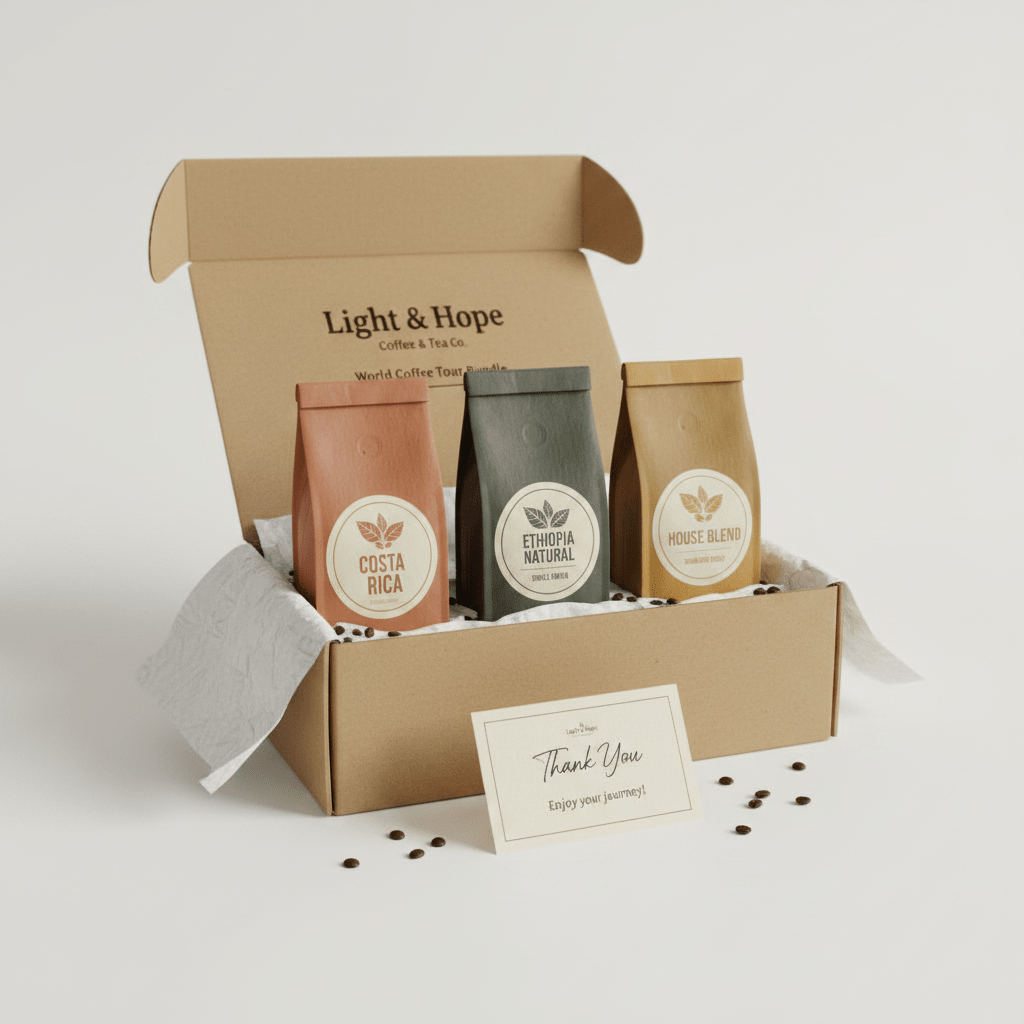 World Coffee Tour Bundle – 3 Single-Origin Coffees, 12 oz Each - Bundles | Light & Hope Coffee & Tea Co.