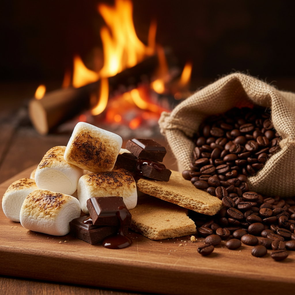 S'mores flavored coffee bag with Light & Hope Coffee & Tea Co. 