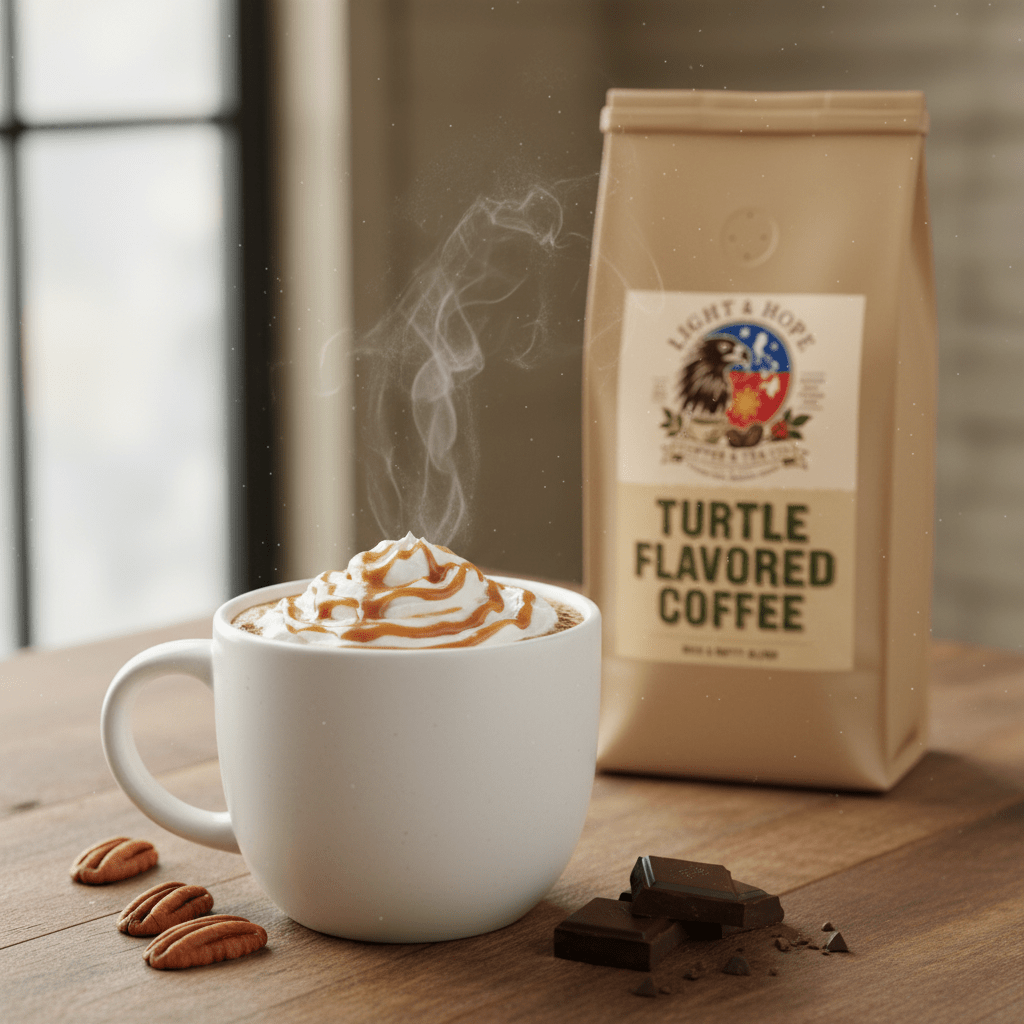 Turtle Flavored Coffee - Medium Roast - Coffee > Flavored | Light & Hope Coffee & Tea Co.