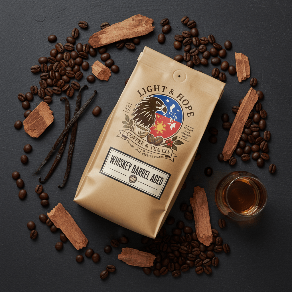 Whiskey Barrel Aged - Medium Roast Coffee - Coffee > Blends | Light & Hope Coffee & Tea Co.