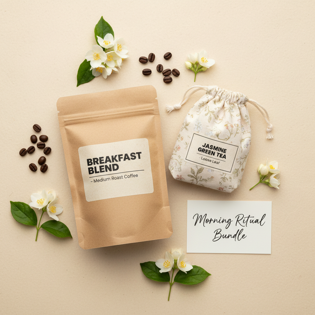 Morning Ritual Bundle Overhead Flat Lay | Coffee and Jasmine Tea | Light & Hope Coffee & Tea Co.