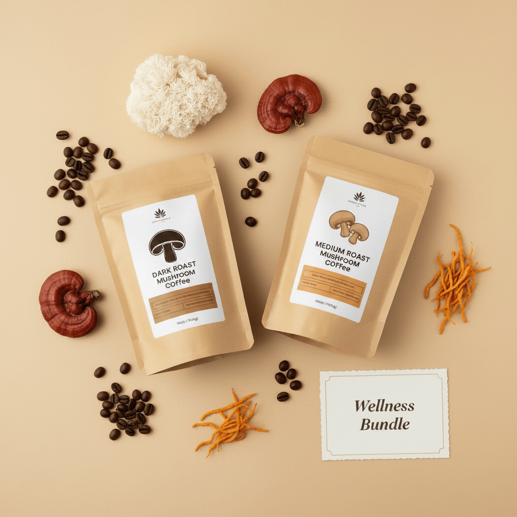 Mushroom Coffee Bundle – Dark & Medium Roast Gift Set - Bundles | Light & Hope Coffee & Tea Co.