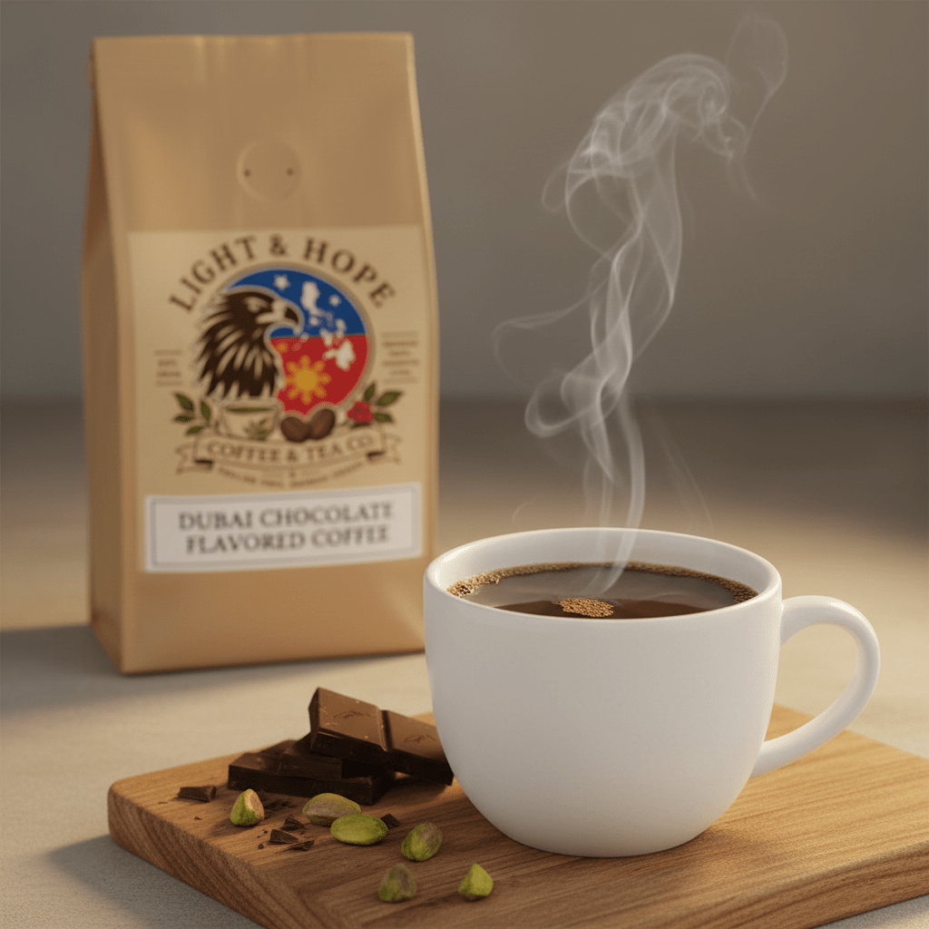 Dubai Chocolate Flavored Coffee - Medium-Dark Roast - Coffee > Flavored | Light & Hope Coffee & Tea Co.