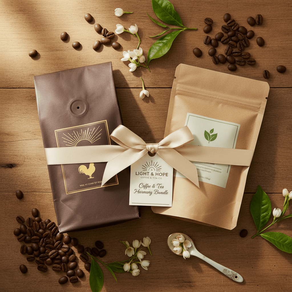 Coffee & Tea Harmony Bundle – Breakfast Blend Coffee & Jasmine Tea Gift Set - Bundles | Light & Hope Coffee & Tea Co.